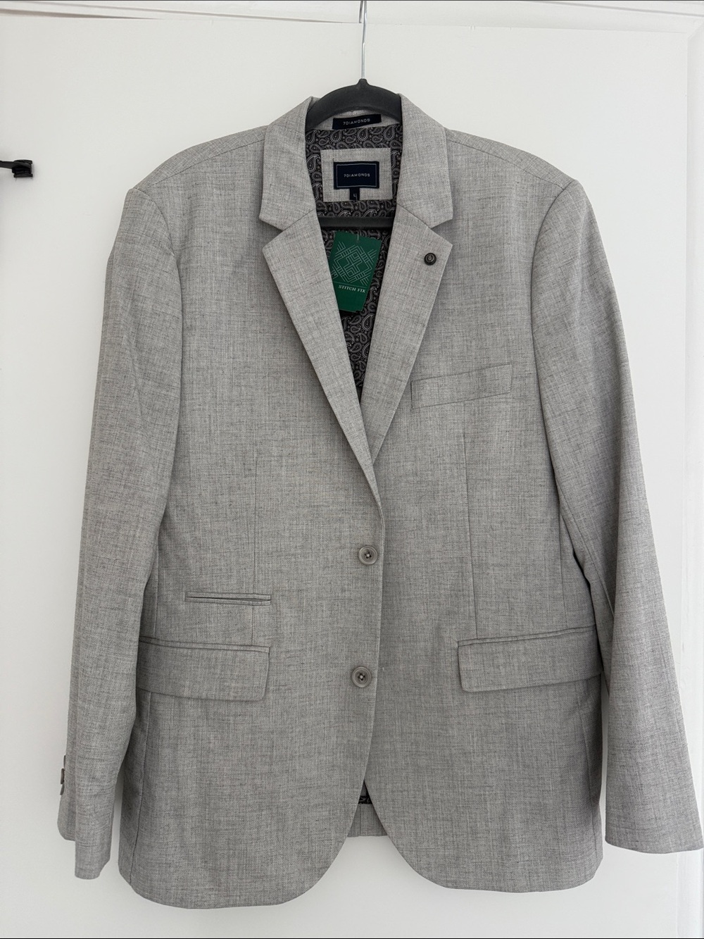 7 Diamonds Light Gray Men's Sport Coat - Modern Two-Button Blazer